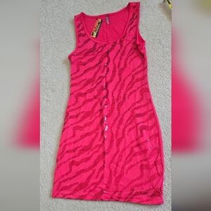 Heart Hips Pink Zebra Print Mini Dress
